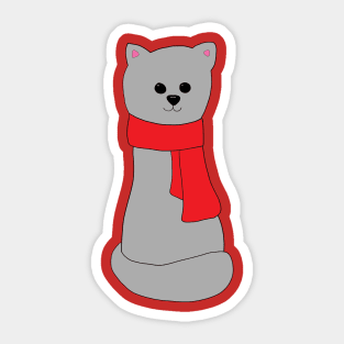 Cat in Red Scarf Sticker